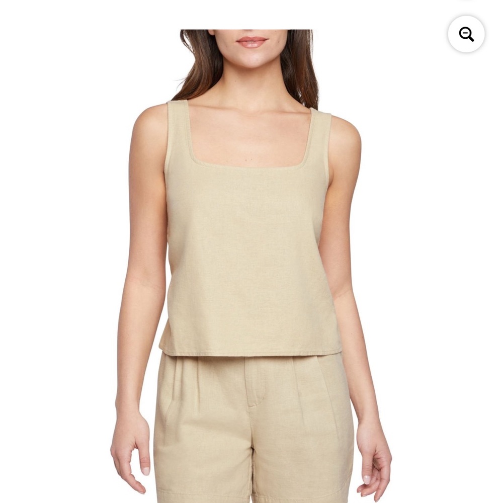 Express Women's Beige Linen Sleeveless Top and Pleated Shorts Set Size Small (4)